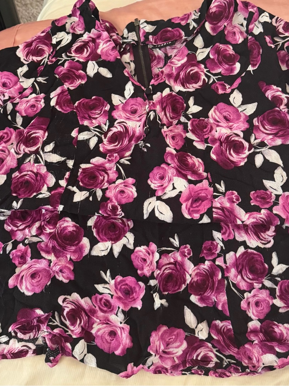 Floral Black & Magenta Women's Blouse